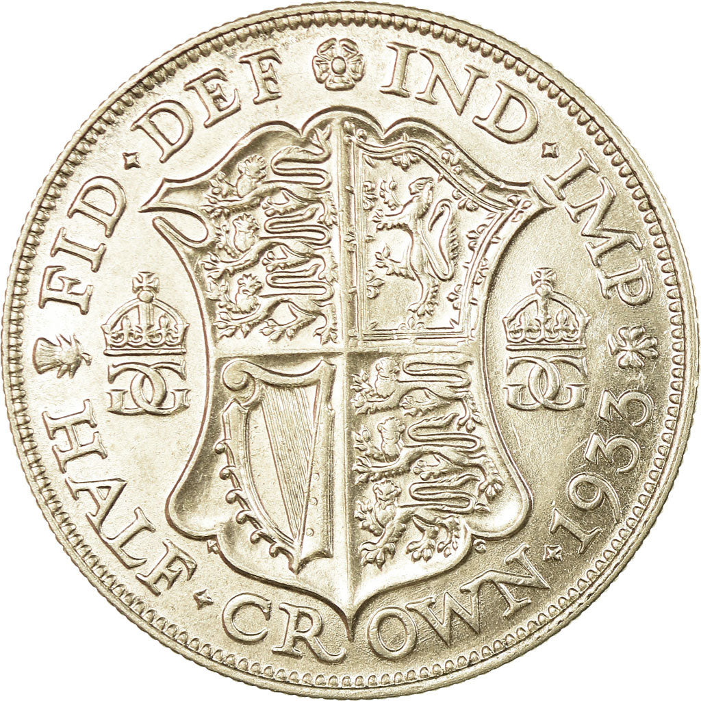Coin, Great Britain, George V, 1/2 Crown, 1933, AU(55-58), Silver, KM:835