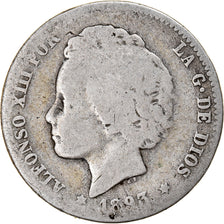 Monnaie, Espagne, Alfonso XIII, Peseta, 1893, Madrid, B, Argent, KM:702