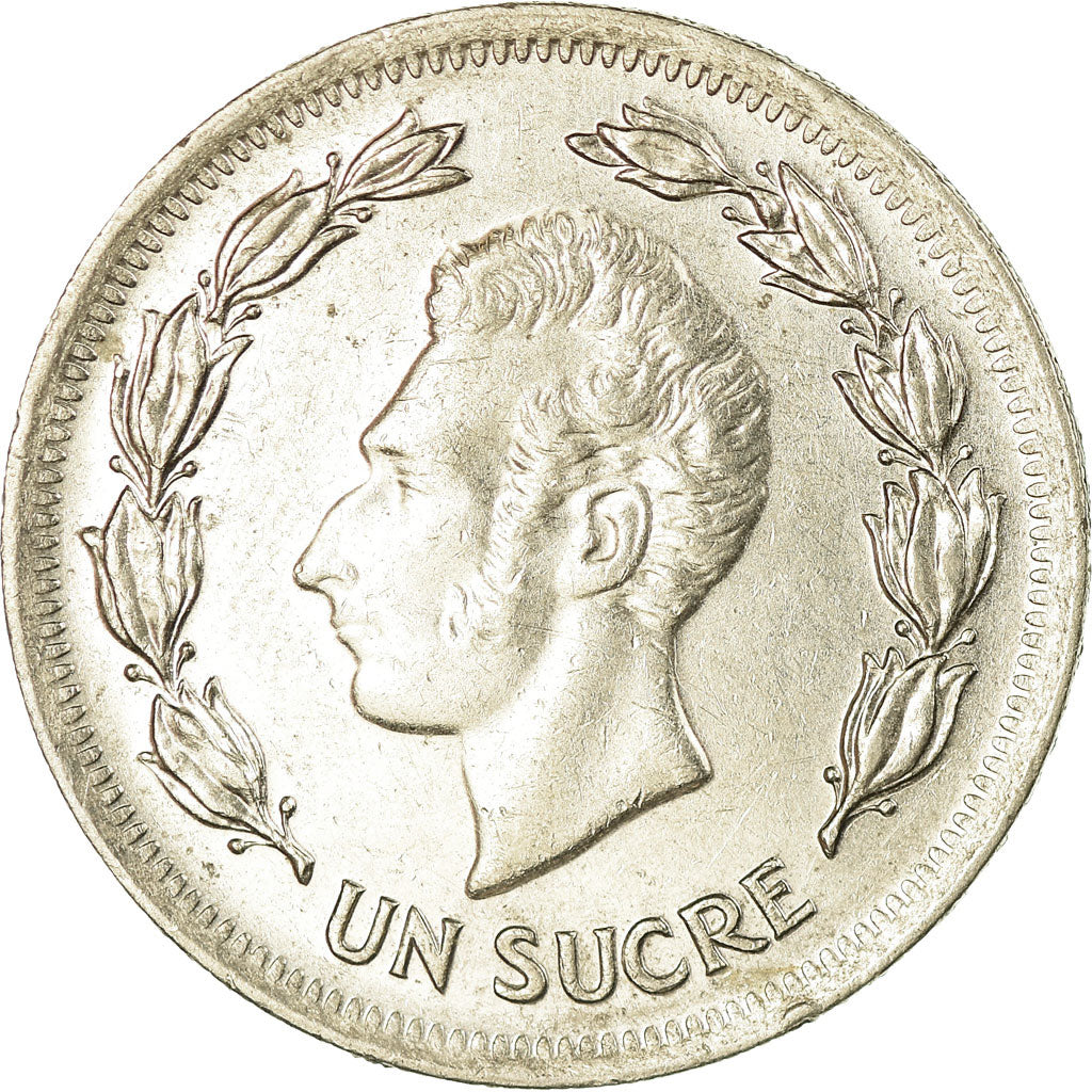Moneta, Ecuador, Sucre, Un, 1977, BB, Acciaio ricoperto in nichel, KM:83