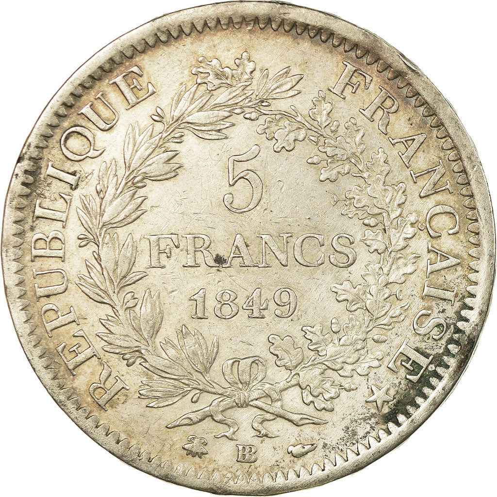 Coin, France, Hercule, 5 Francs, 1849, Strasbourg, VF(30-35), Silver, KM:756.2