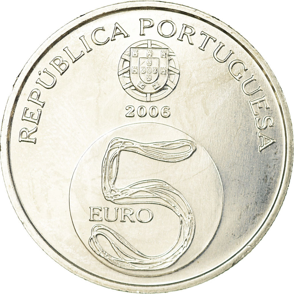 Portugal, 5 Euro, Alcobaça - Mosteiro de Albobaça, 2006, AU(55-58), Silver