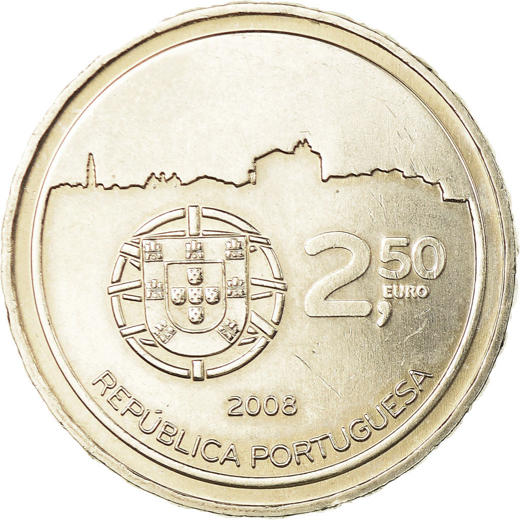 Portugal, 2-1/2 Euro, 2008, VZ, Copper-nickel, KM:824