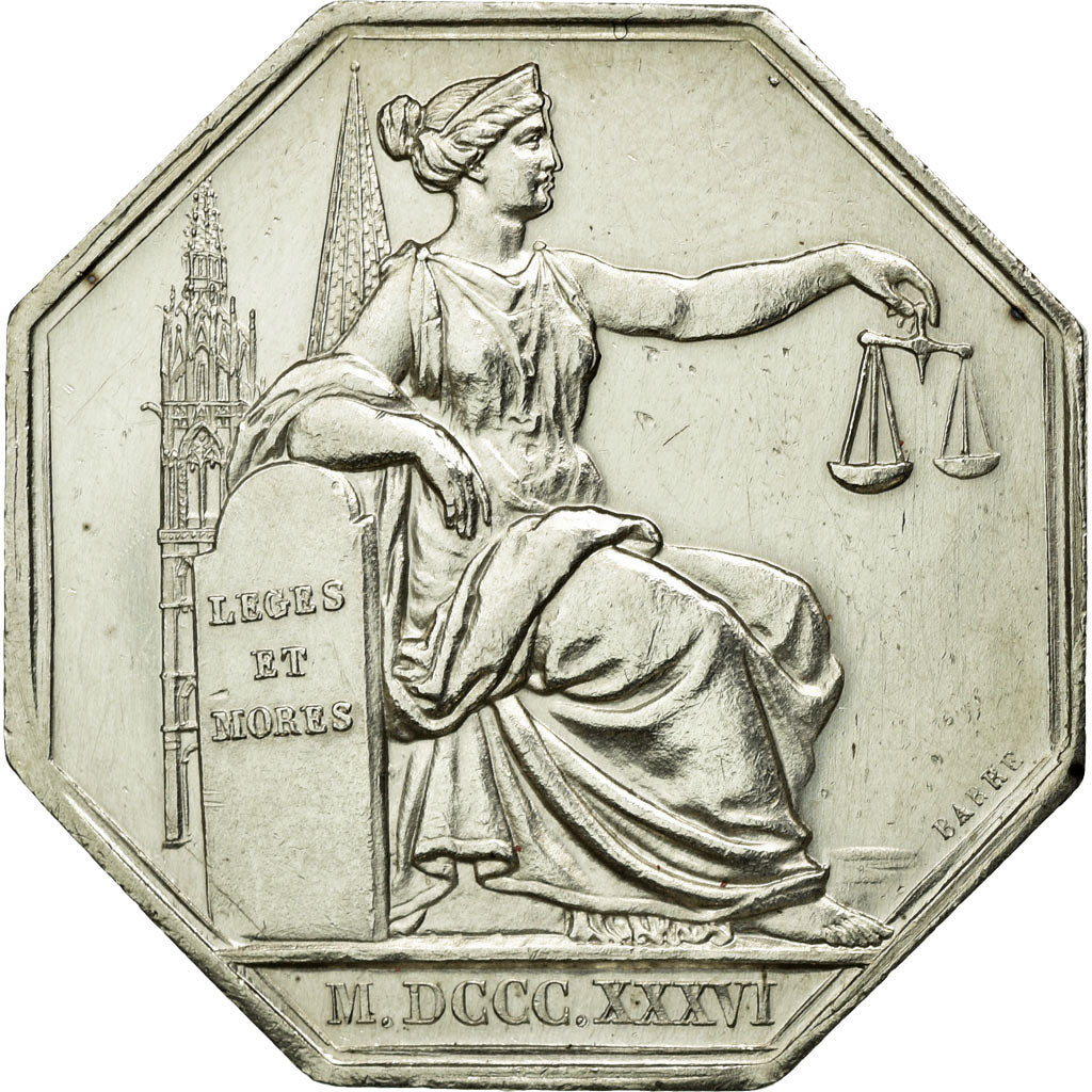 France, Token, Notary, 1836, MS(63), Silver, Lerouge:77