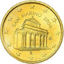 San Marino, 10 Euro Cent, 2004, MS(63), Brass, KM:443