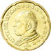VATICAN CITY, 20 Euro Cent, 2014, MS(63), Brass, KM:345