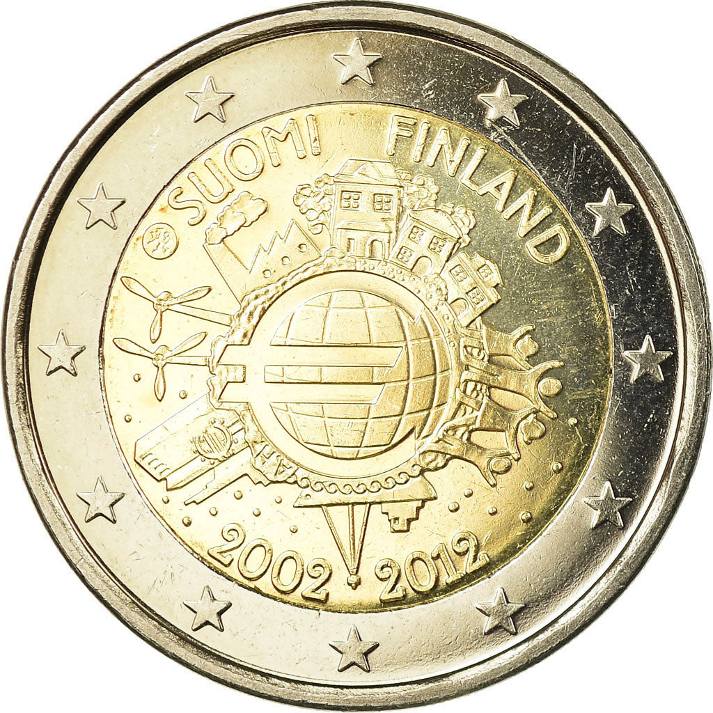 Finland, 2 Euro, euro coinage 10 th anniversary, 2012, AU(55-58), Bi-Metallic