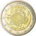 Luxemburgo, 2 Euro, 10 ans de l'Euro, 2012, AU(50-53), Bimetálico, KM:119