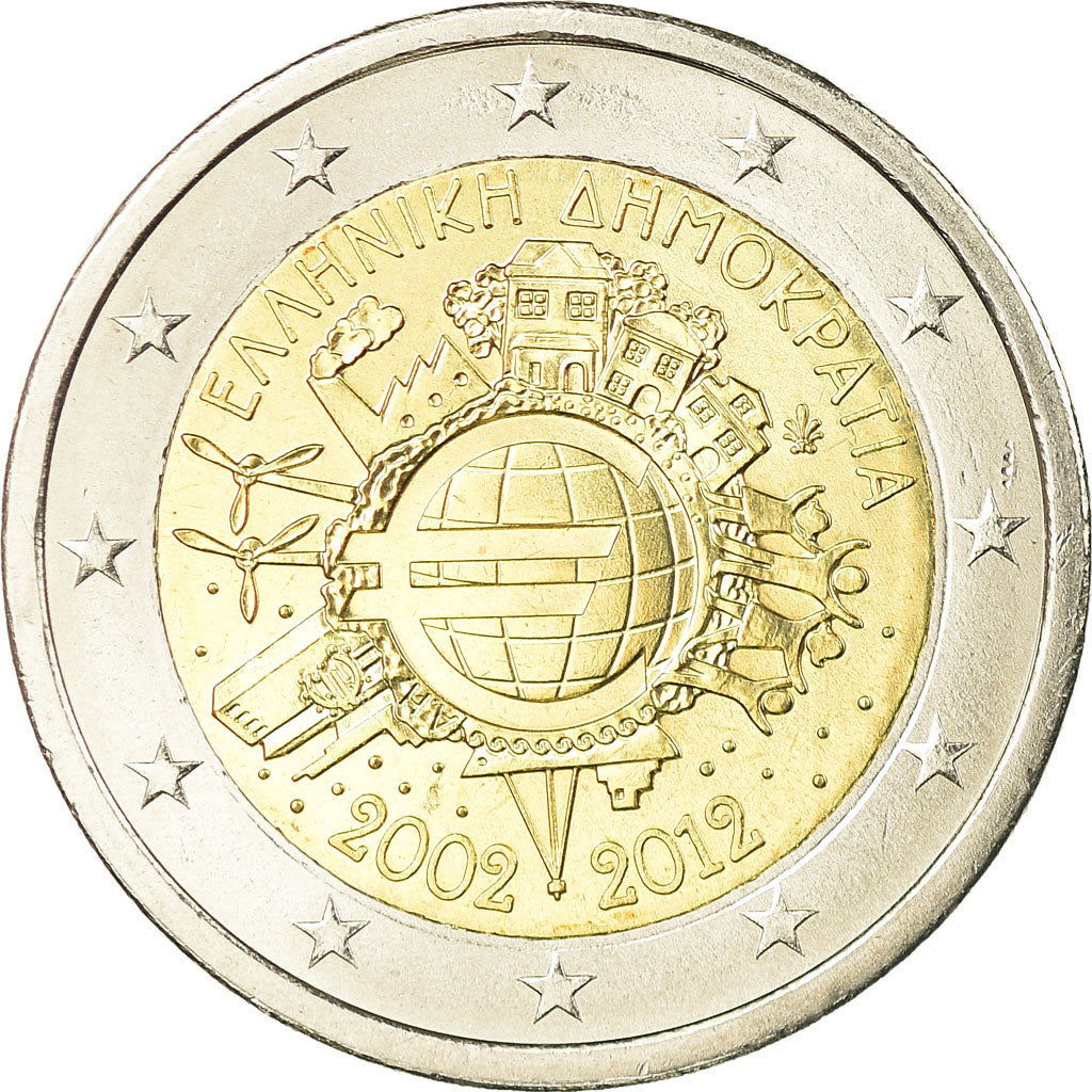 Griekenland, 2 Euro, 10 ans de l'Euro, 2012, PR, Bi-Metallic, KM:245