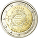España, 2 Euro, 10 years euro, 2012, EBC+, Bimetálico, KM:1252