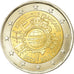 Francja, 2 Euro, 10 ans de l'Euro, 2012, Paris, AU(55-58), Bimetaliczny