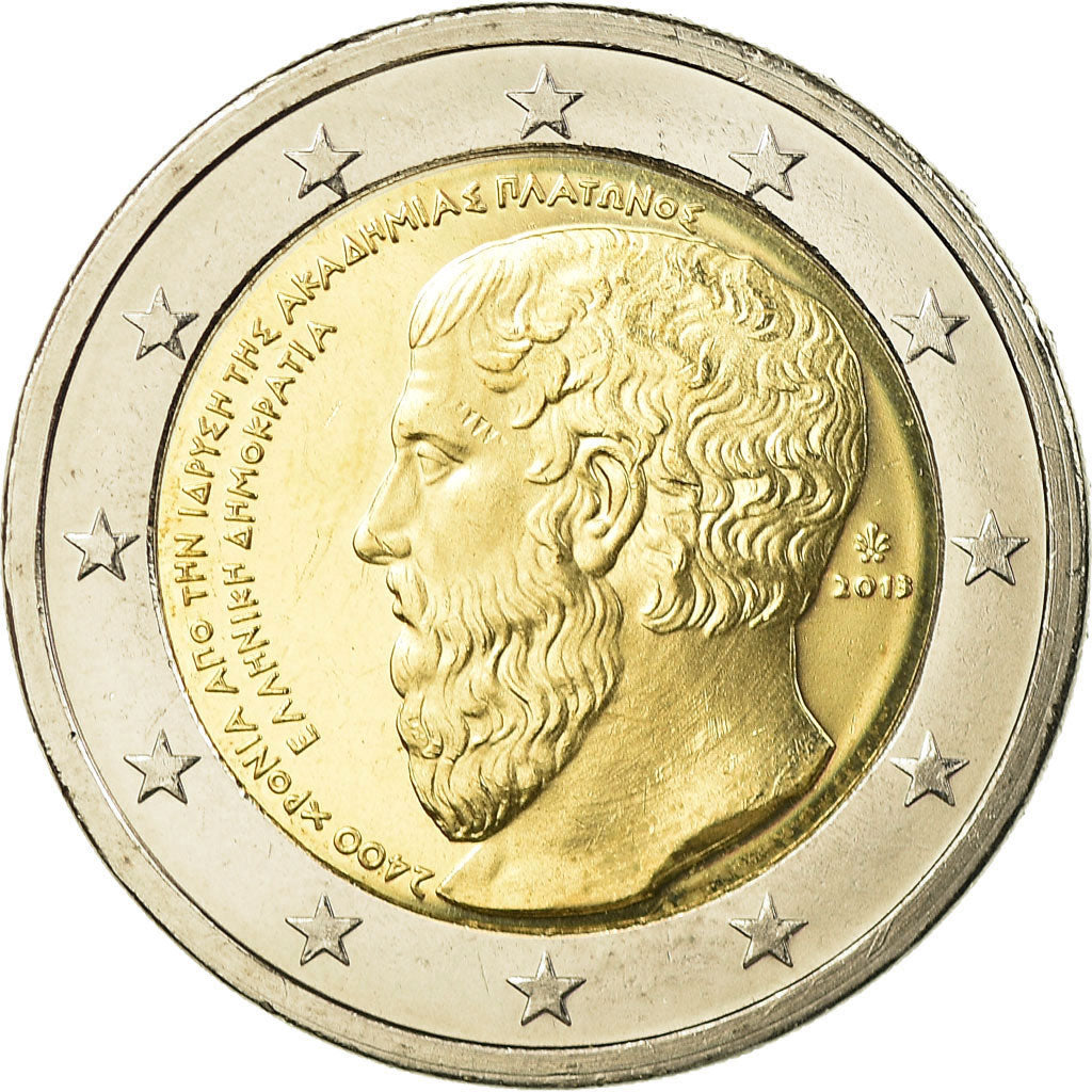 Coin, Greece, Platon, 2 Euro, 2013, AU(55-58), Bi-Metallic, KM:252