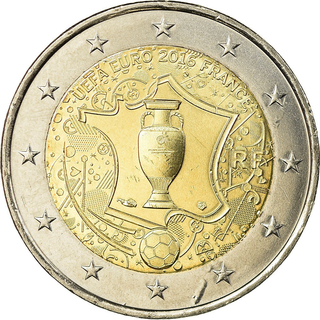 Frankrijk, 2 Euro, UEFA Euro, 2016, PR, Bi-Metallic, Gadoury:23