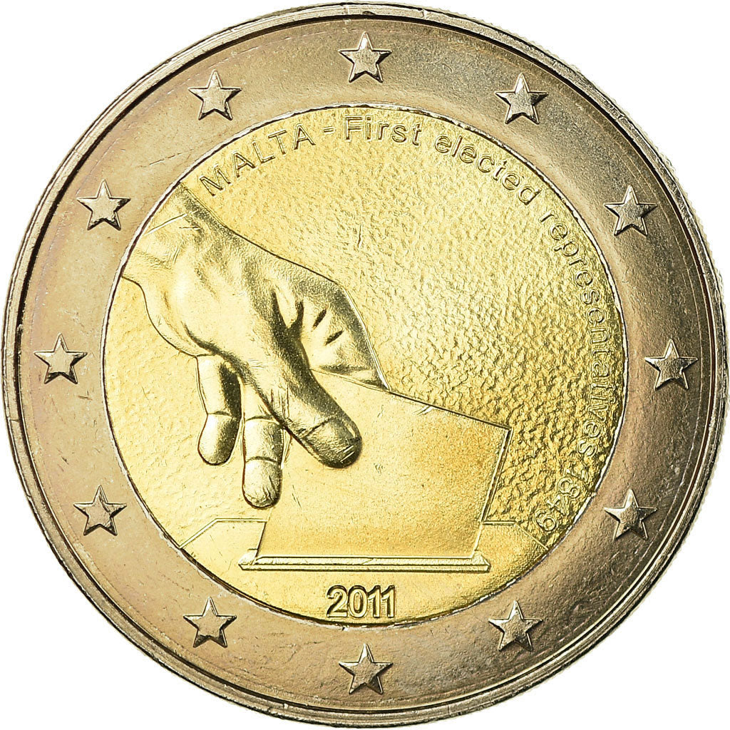 Malta, 2 Euro, First elected representatives, 2011, AU(55-58), Bi-Metallic