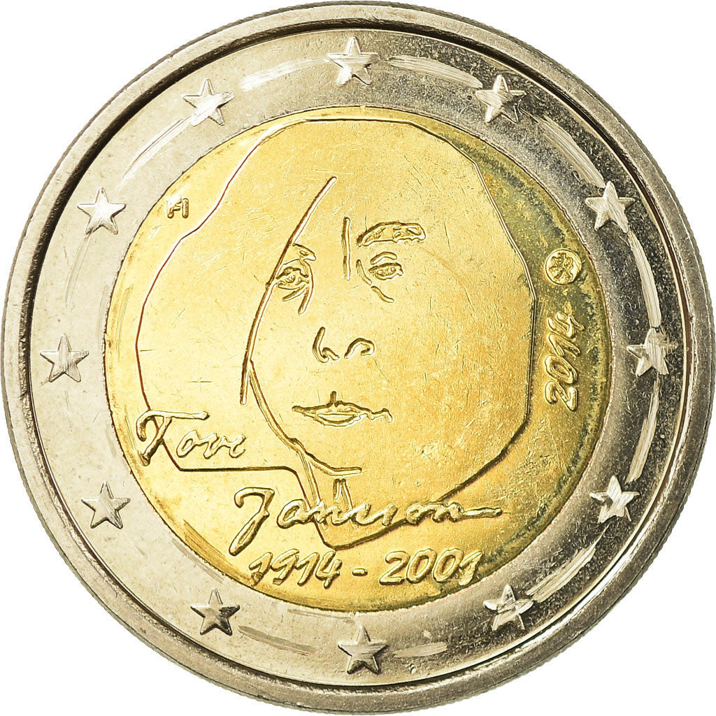 Finlandia, 2 Euro, Tove Jansson, 2014, Vantaa, AU(55-58), Bimetaliczny, KM:194