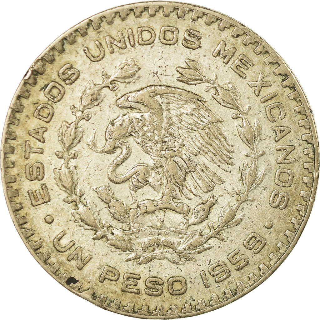 Coin, Mexico, Peso, 1959, Mexico City, VF(30-35), Silver, KM:459