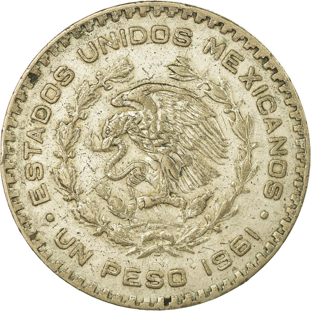 Coin, Mexico, Peso, 1961, Mexico City, VF(30-35), Silver, KM:459