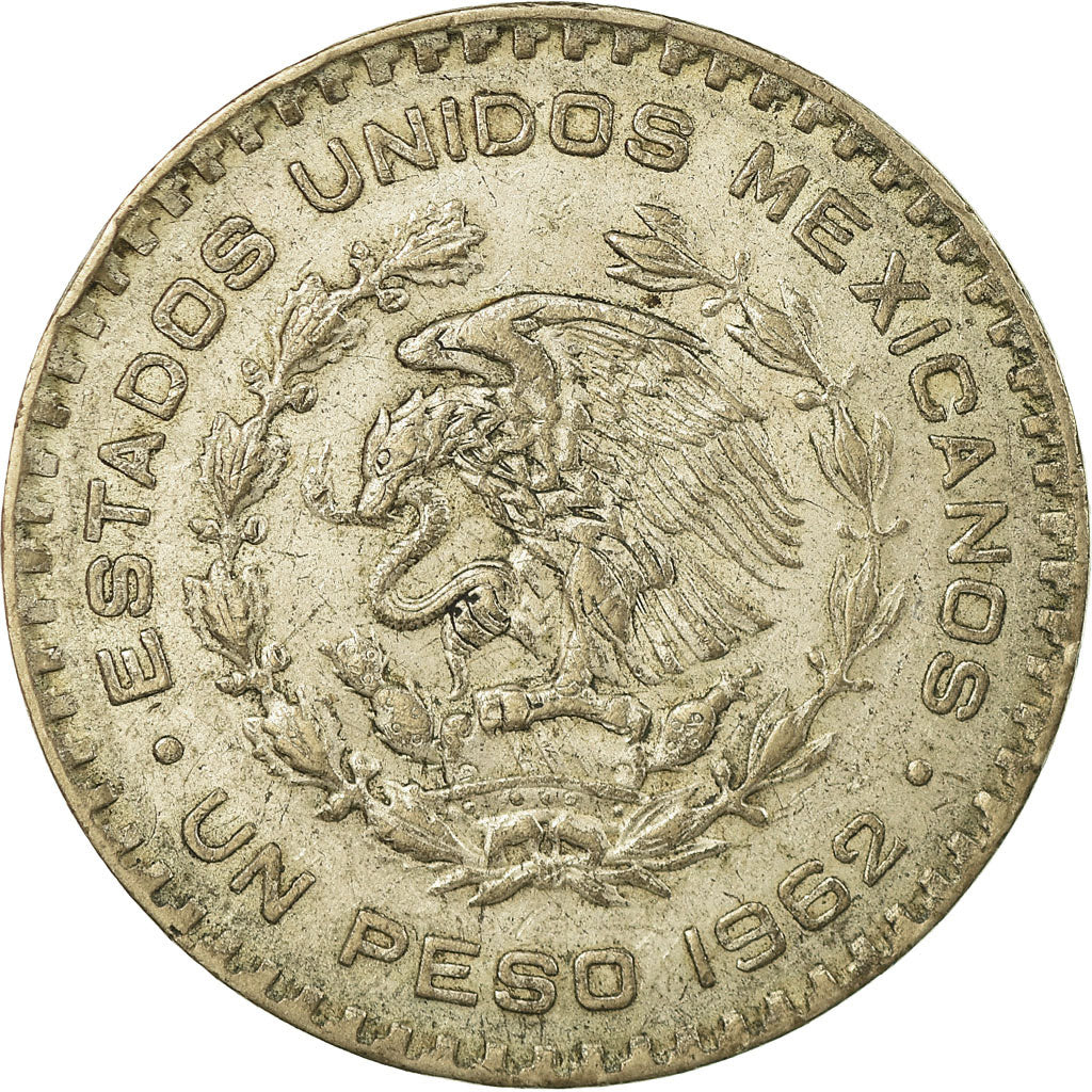 Coin, Mexico, Peso, 1962, Mexico City, EF(40-45), Silver, KM:459