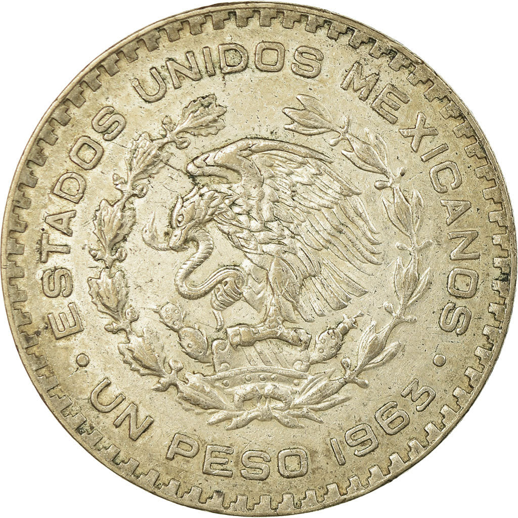 Coin, Mexico, Peso, 1963, Mexico City, EF(40-45), Silver, KM:459