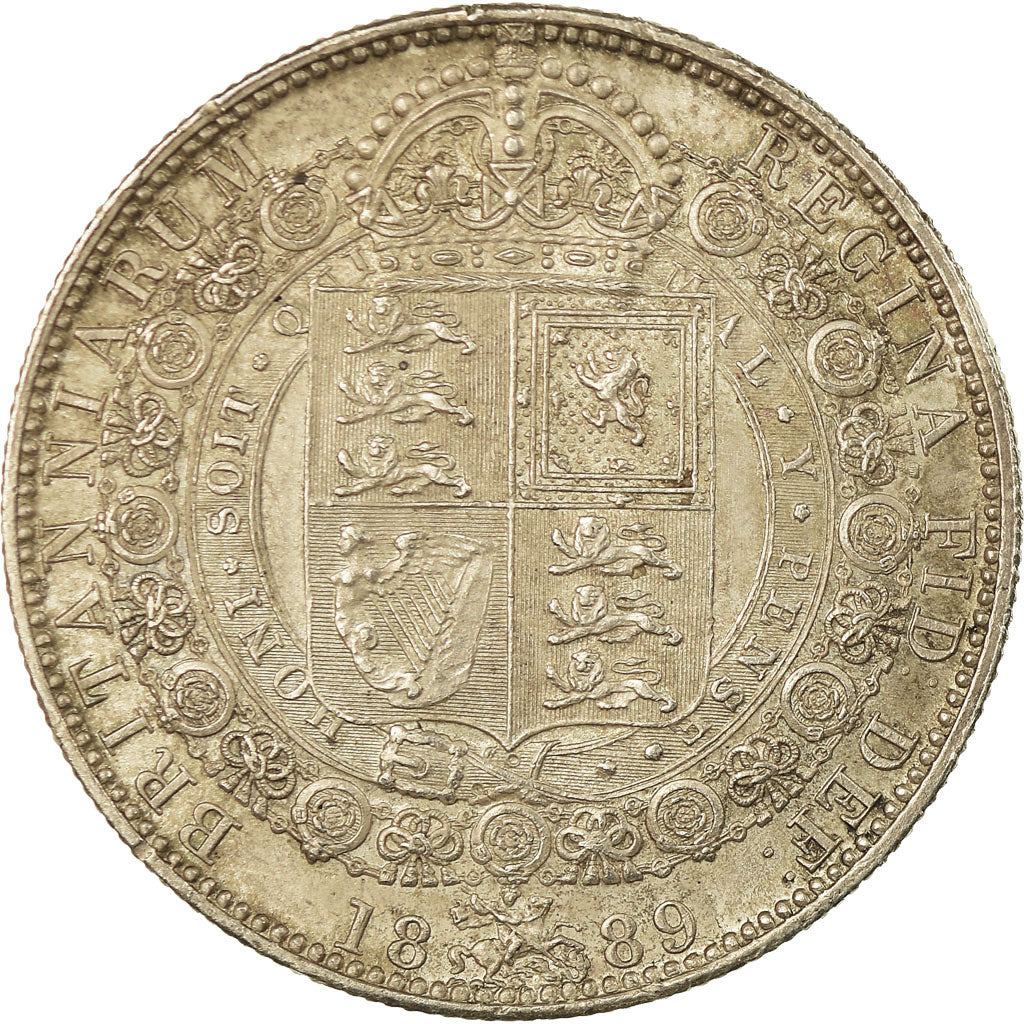 Coin, Great Britain, Victoria, 1/2 Crown, 1889, London, AU(50-53), Silver