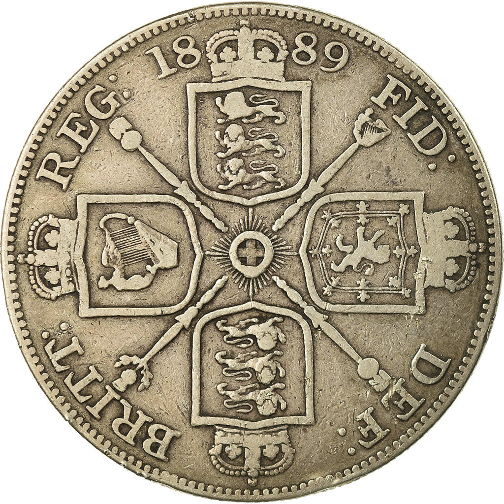 Coin, Great Britain, Victoria, Double Florin, 1889, VF(30-35), Silver, KM:763