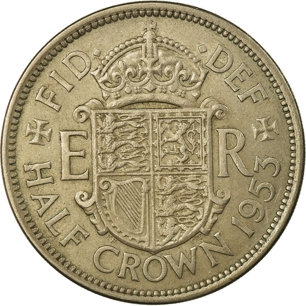 Coin, Great Britain, Elizabeth II, 1/2 Crown, 1953, EF(40-45), Copper-nickel