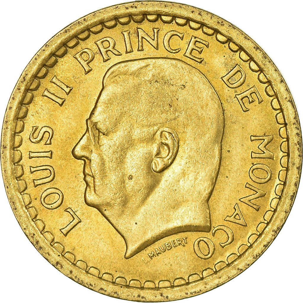 Coin, Monaco, Louis II, Franc, Undated (1943), EF(40-45), Aluminum-Bronze