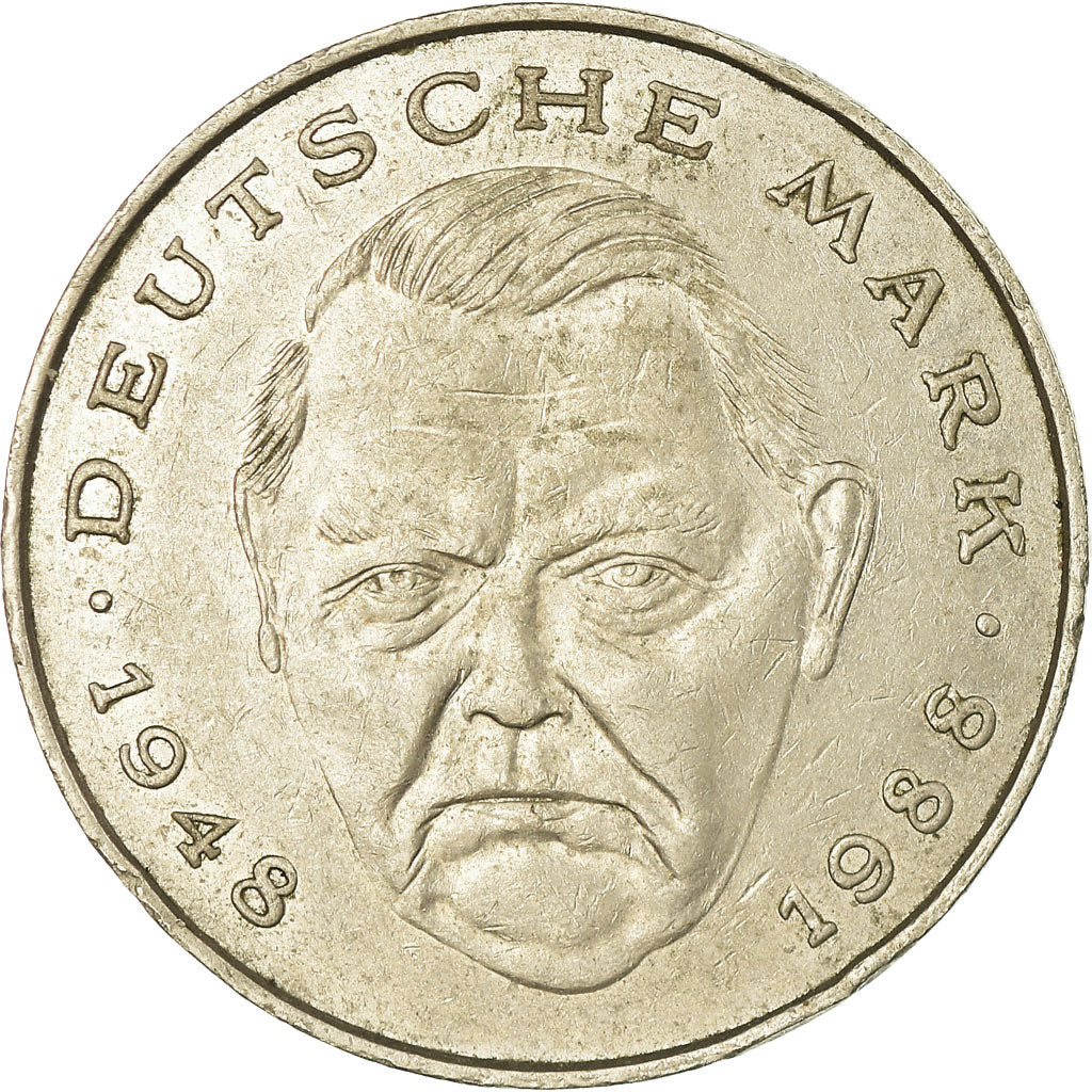 Coin, GERMANY - FEDERAL REPUBLIC, 2 Mark, 1988, Hambourg, EF(40-45)