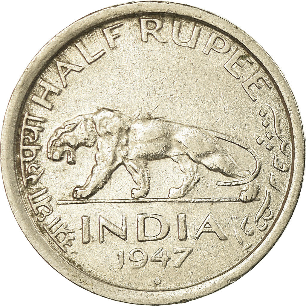 Monnaie, INDIA-REPUBLIC, 1/2 Rupee, 1947, Mumbai, Bombay, TTB, Copper-nickel