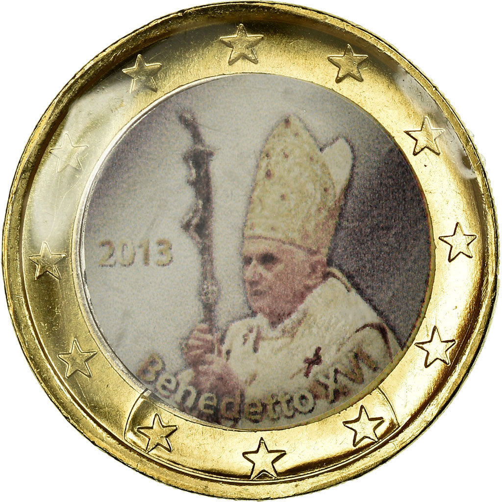 Vatican, 1 Euro, Benoit XVI, Fantasy coinage, AU(55-58), Bi-Metallic