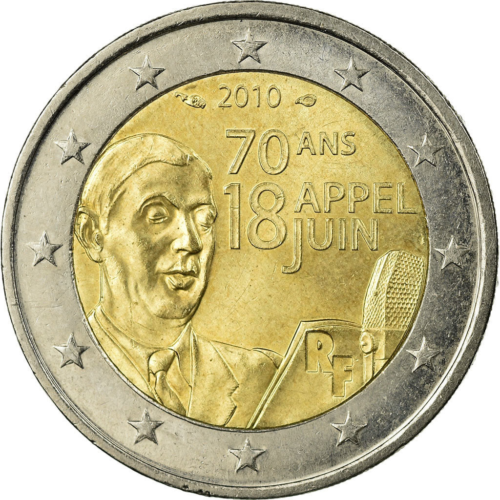 Francia, 2 Euro, Charles De Gaulle, Appel du 18 juin 1940, 2010, EBC