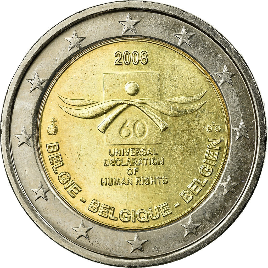 Belgium, 2 Euro, Déclaration des Droits de l'Homme, 2008, EF(40-45)