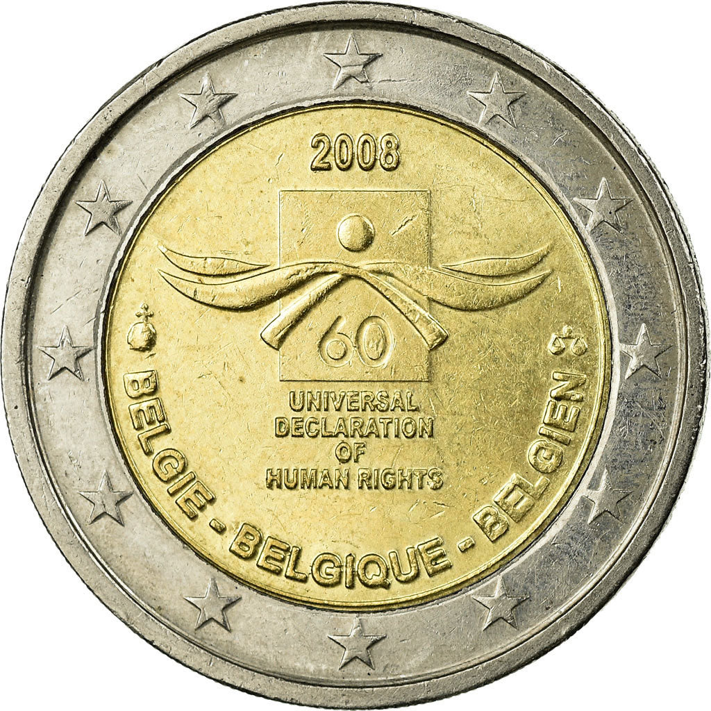 Belgium, 2 Euro, Déclaration des Droits de l'Homme, 2008, EF(40-45)