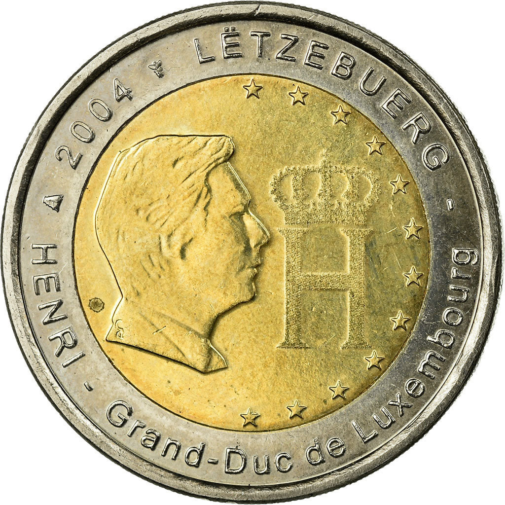 Lussemburgo, 2 Euro, Grand Duc Henri et monogramme, 2004, BB, Bi-metallico