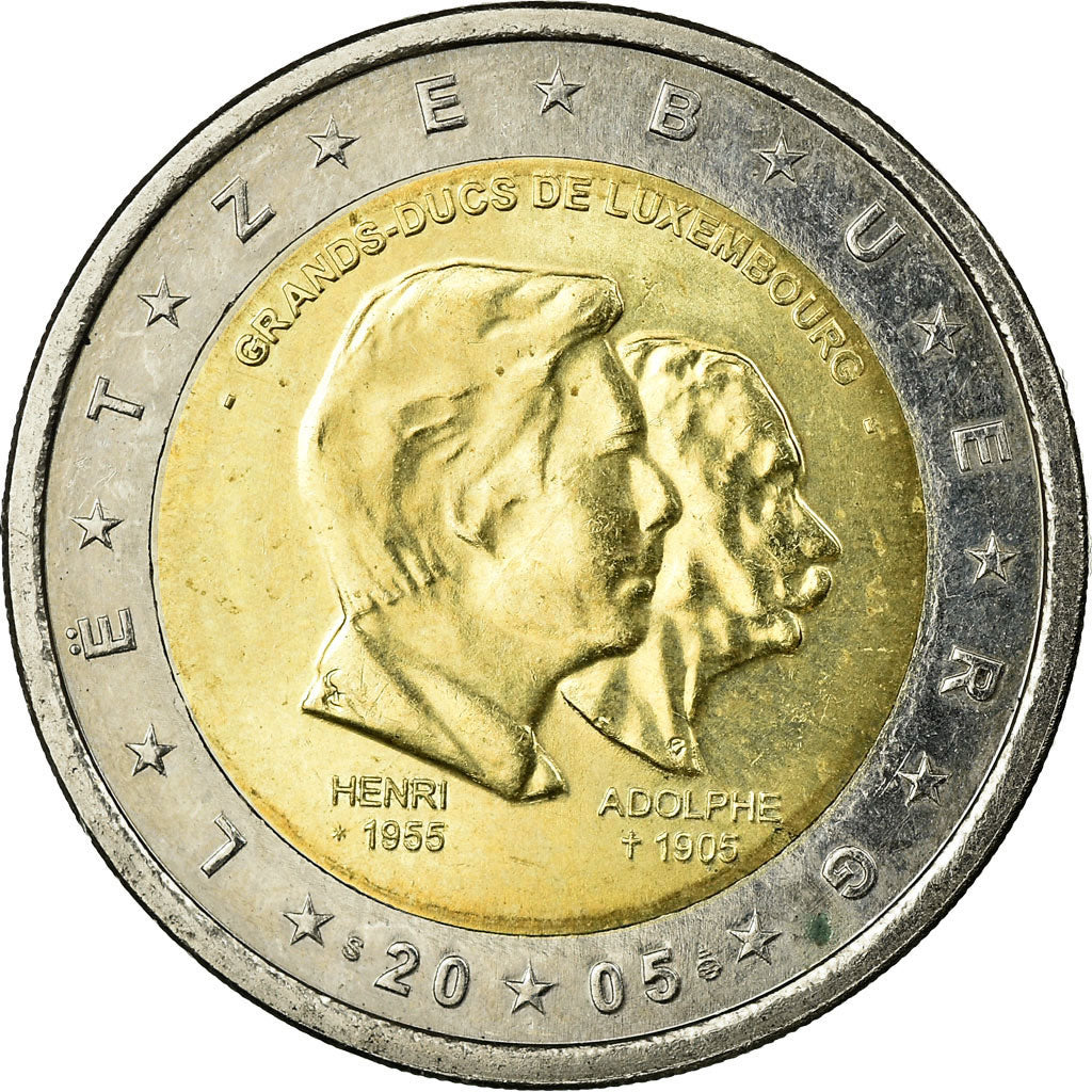 Luksemburg, 2 Euro, Henri, Adolphe, 2005, Utrecht, AU(55-58), Bimetaliczny