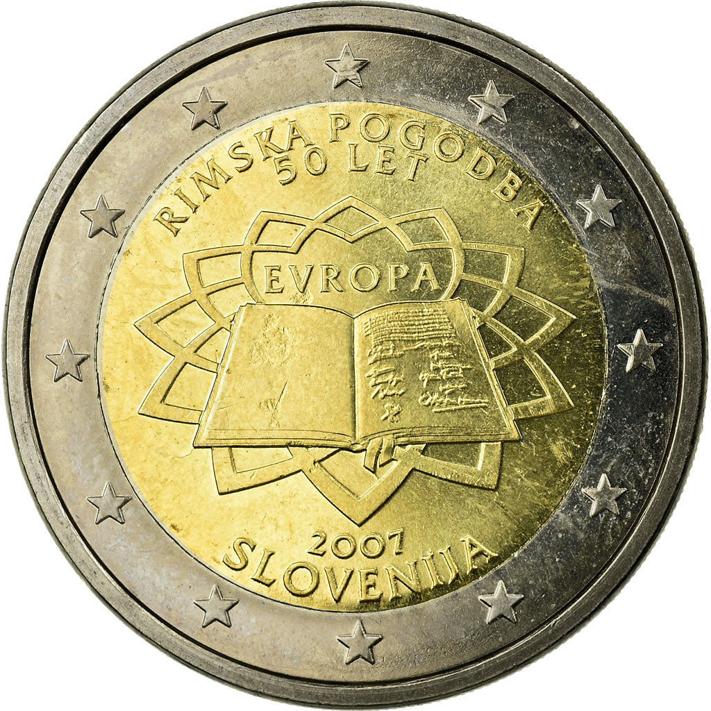 Slovenia, 2 Euro, Traité de Rome 50 ans, 2007, MS(63), Bi-Metallic, KM:106