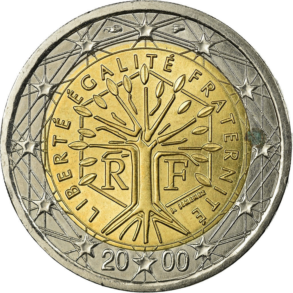 France, 2 Euro, 2000, EF(40-45), Bi-Metallic, KM:1289