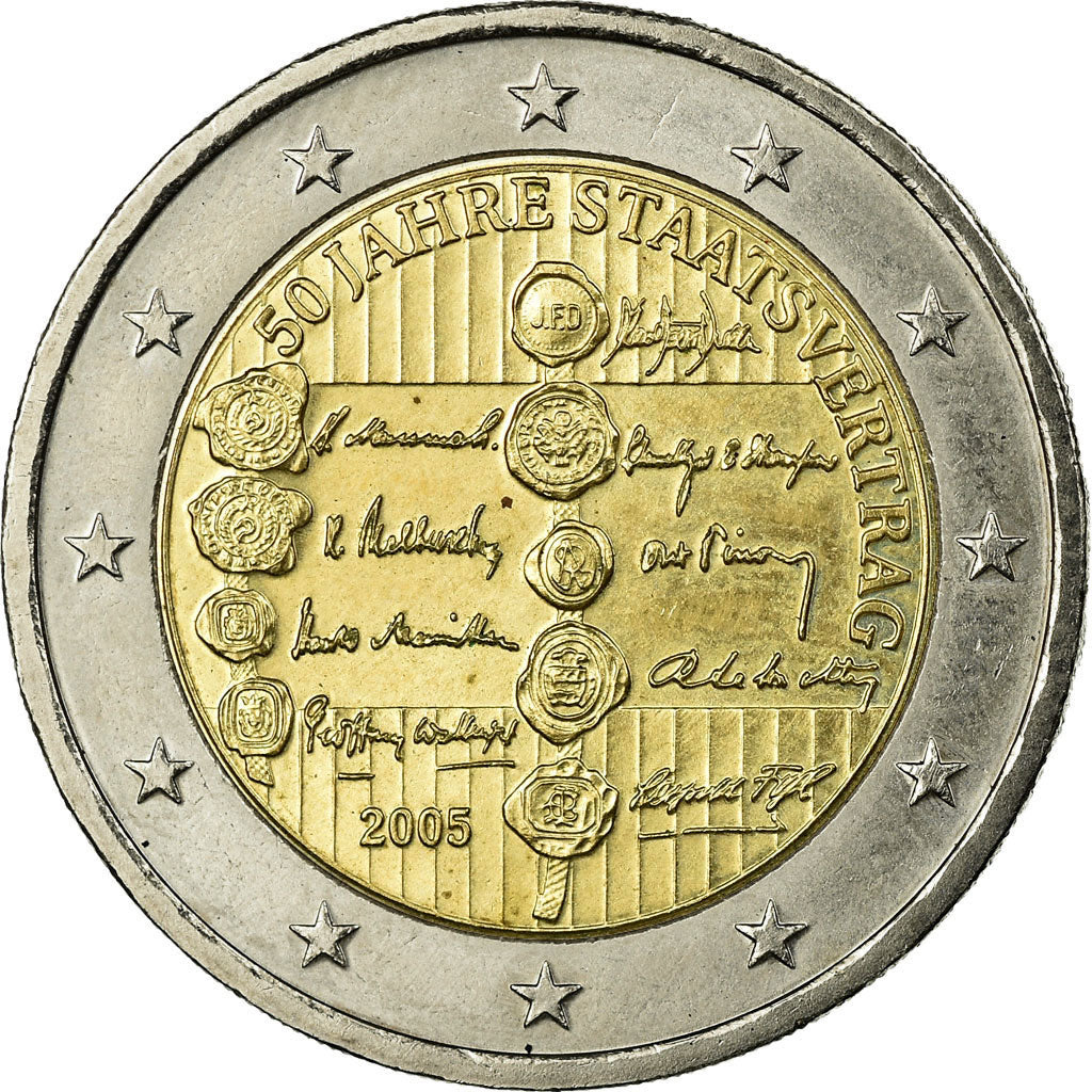 Austria, 2 Euro, 50ème anniversaire du Traité d'Etat, 2005, EF(40-45)