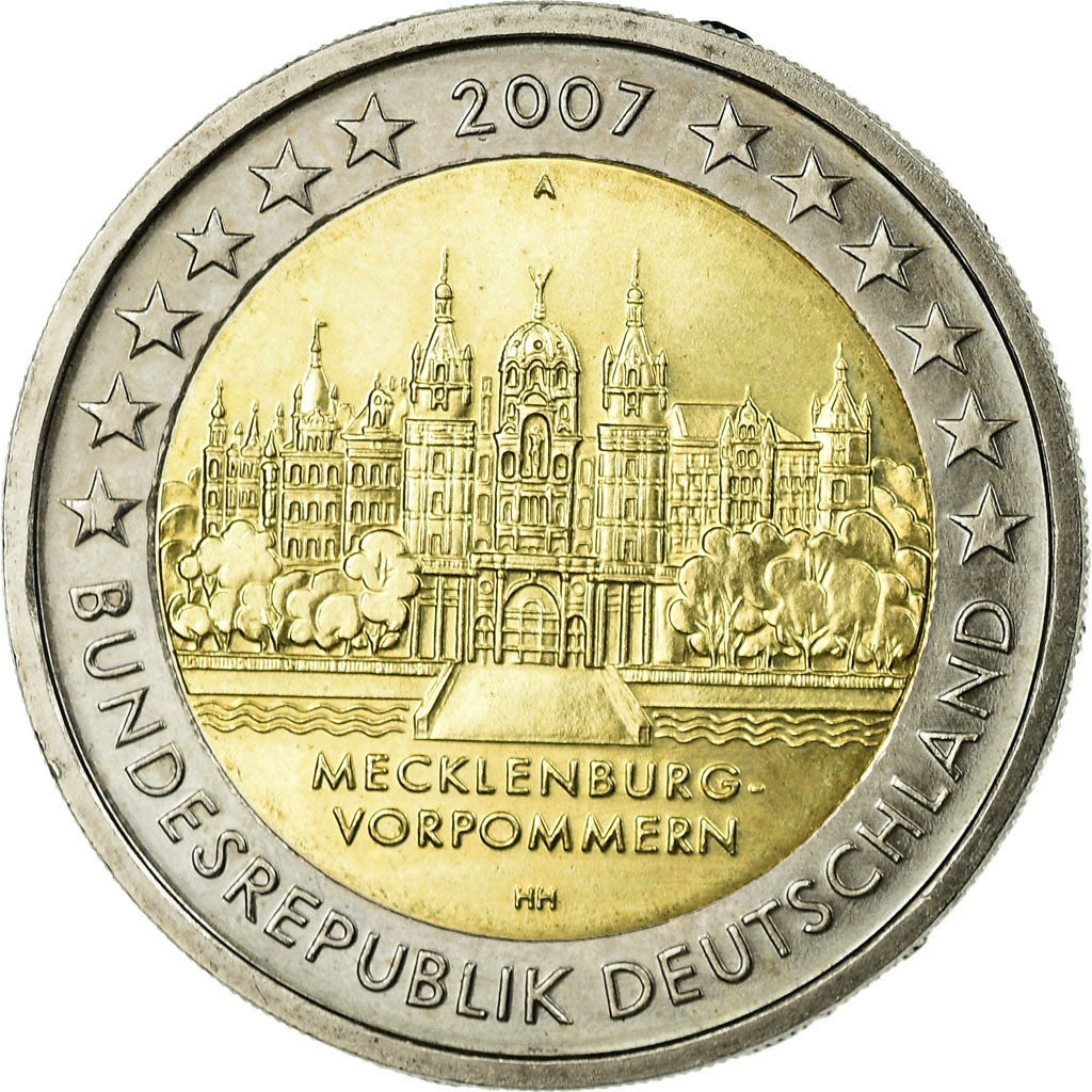 GERMANY - FEDERAL REPUBLIC, 2 Euro, château de Schwerin, 2007, AU(55-58)