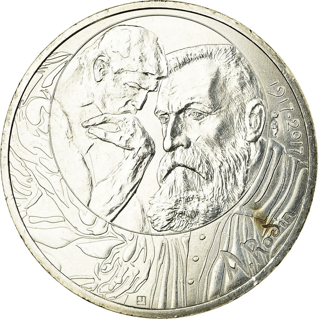 France, 10 Euro, Auguste Rodin, 2017, AU(55-58), Silver