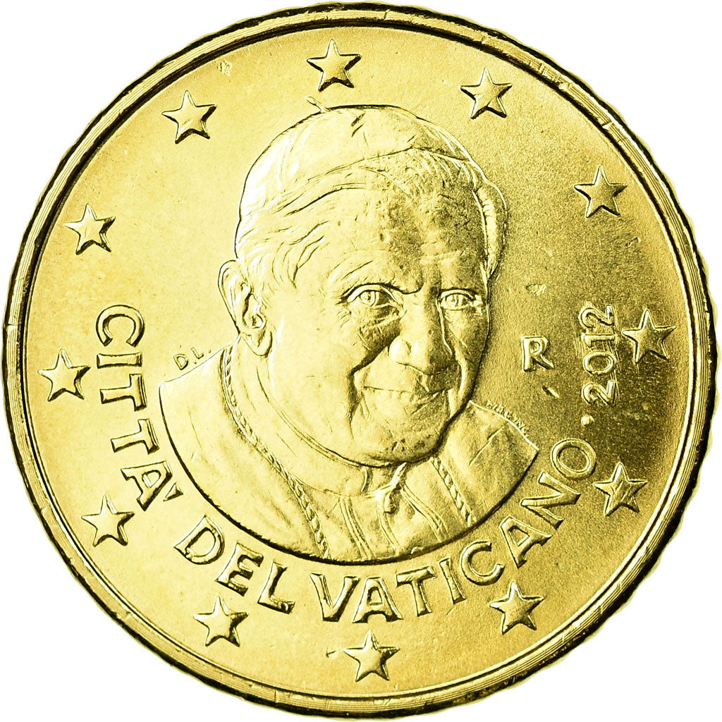 VATICAN CITY, 50 Euro Cent, 2012, MS(65-70), Brass, KM:387