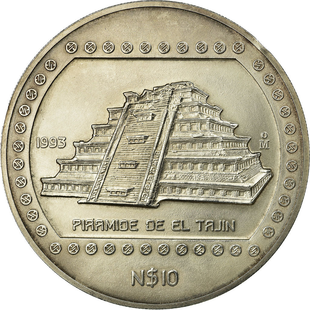 Coin, Mexico, 10 Nuevo Pesos, 1993, Mexico City, AU(55-58), Silver, KM:570