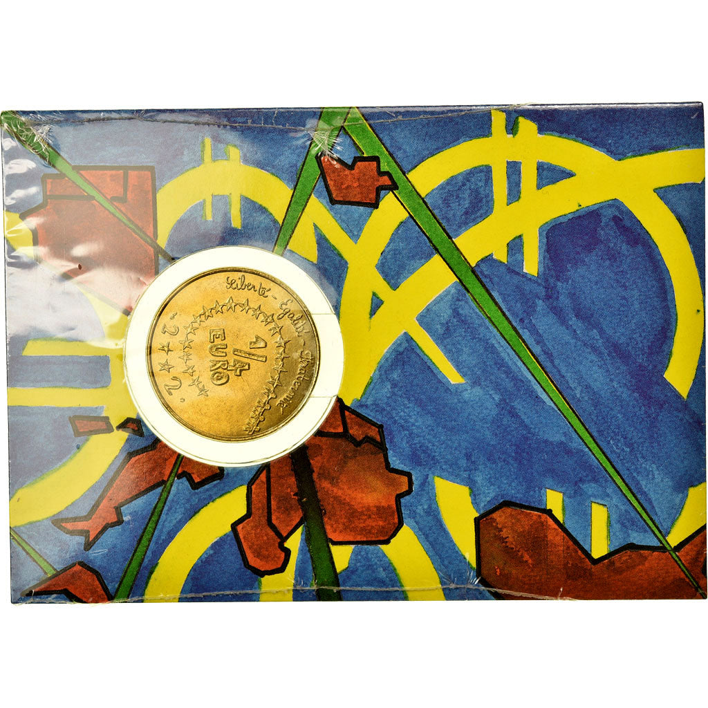França, 1/4 Euro, 1/4 euro des Enfants, 2002, BU, MS(65-70), Alumínio-Bronze