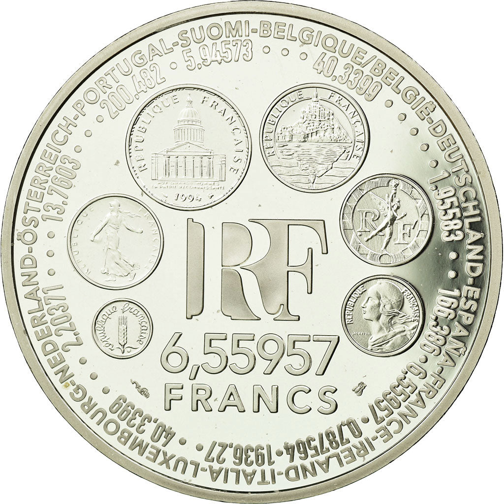 Coin, France, Europa, 6.55957 Francs, 1999, Paris, BE, MS(65-70), Silver