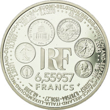 Coin, France, Europa, 6.55957 Francs, 1999, Paris, BE, MS(65-70), Silver