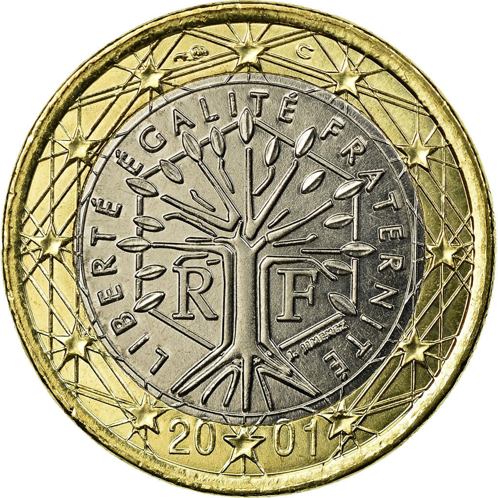 France, Euro, 2001, BU, MS(63), Bi-Metallic, Gadoury:7, KM:1288