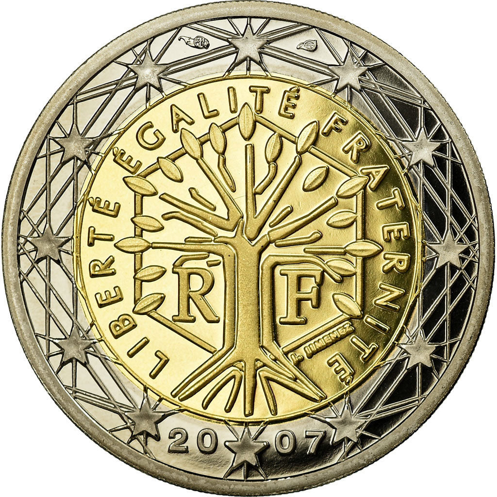 France, 2 Euro, 2007, BE, MS(65-70), Bi-Metallic, KM:1414