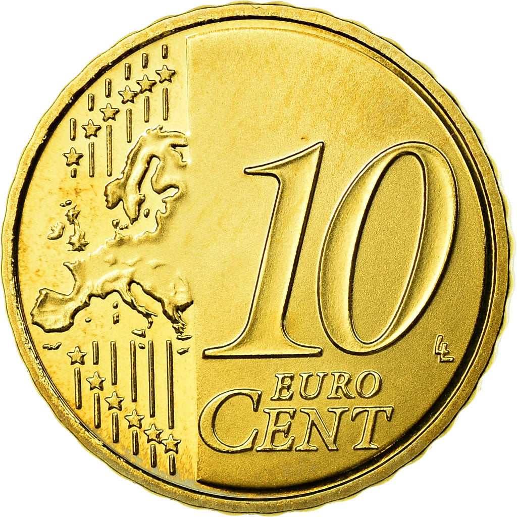 France, 10 Euro Cent, 2007, BE, MS(65-70), Brass, KM:1410