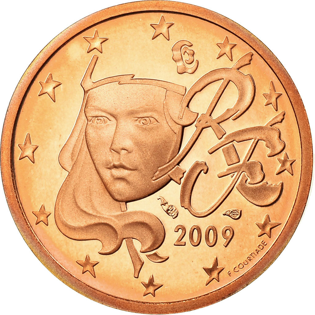 France, 2 Euro Cent, 2009, BE, FDC, Copper Plated Steel, KM:1283