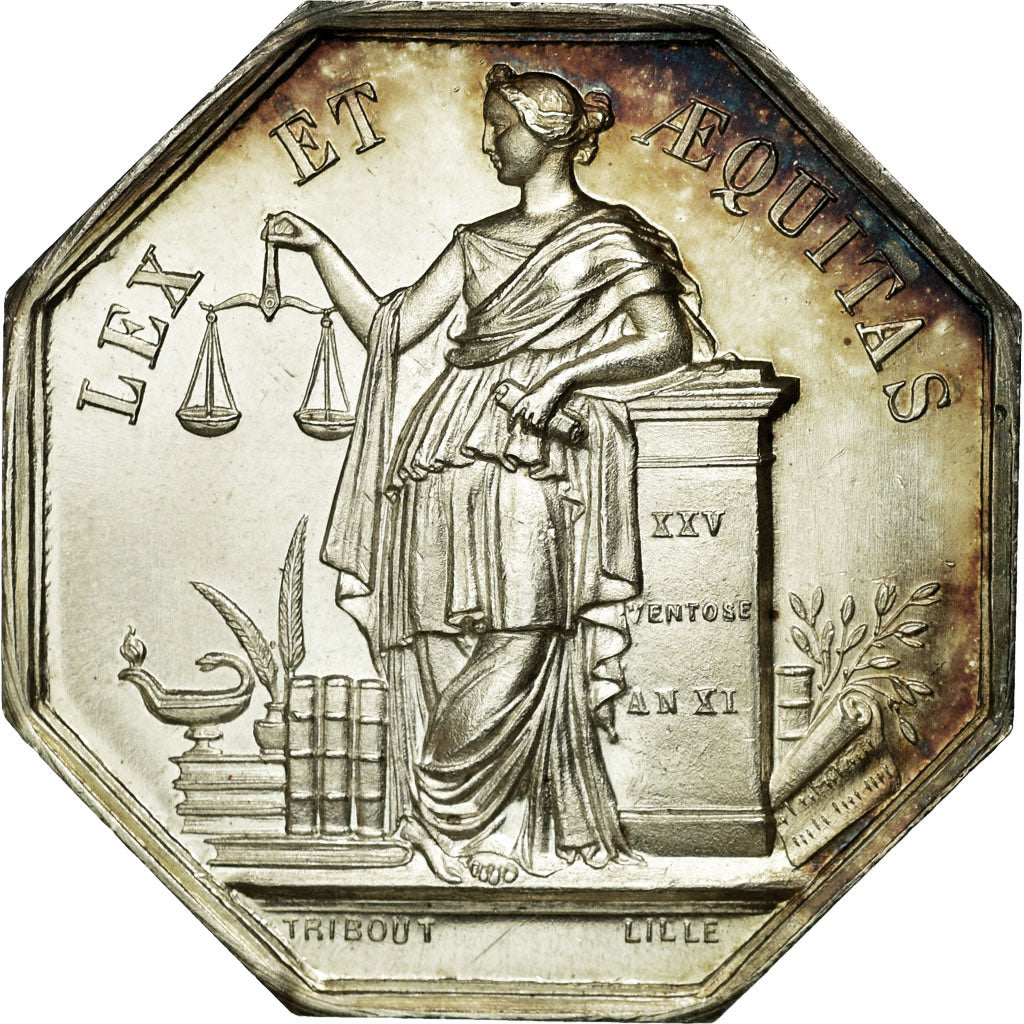 France, Token, Notary, MS(63), Silver, Lerouge:120a