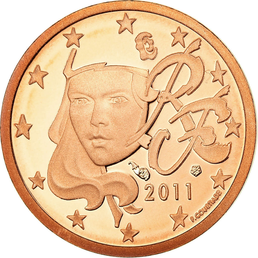 Francja, Euro Cent, 2011, Paris, BE, MS(65-70), Miedź platerowana stalą